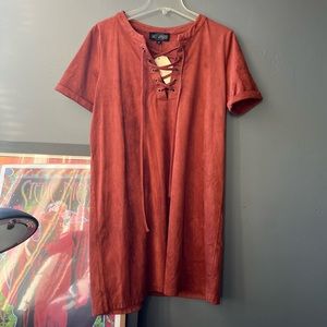 Faux suede burnt orange dress